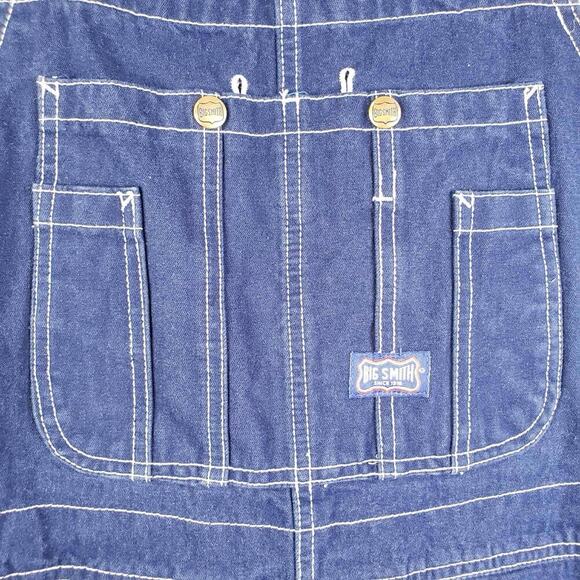 Big Smith Men's Carpenter Bib Overalls Size 40x32 Dark Wash Denim Cotton Farm - Picture 4 of 11